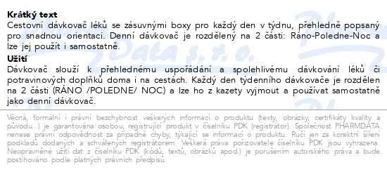 Příbalový leták - SimplyMed Dávkovač léků týdenní Travel Max
