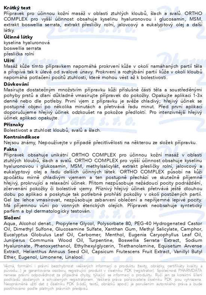 Příbalový leták - ORTHO 3000 masážní gel 100 ml