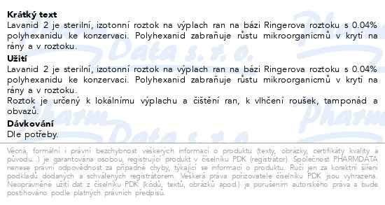 Příbalový leták - Lavanid 2 Ring.roztok s 0.04% polyhex.1x1000ml