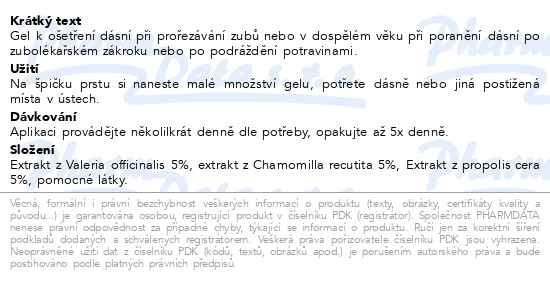 Příbalový leták - Dologel Gel na prořezávání zoubků 25ml