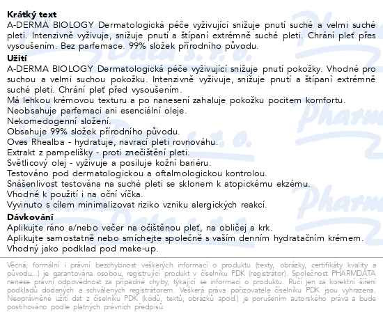 Příbalový leták - A-DERMA BIOLOGY Péče vyživující 40ml