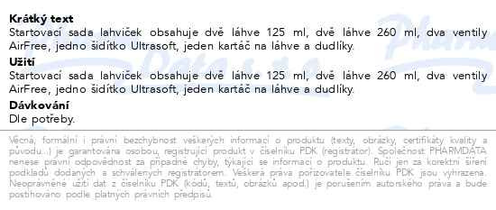 Příbalový leták - Philips AVENT Novorozenecká startovní sada Natural Response s ventilem AirFree