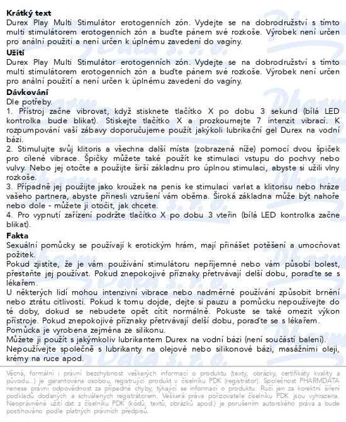 Příbalový leták - DUREX Play Stimulátor Multierotogenních zón