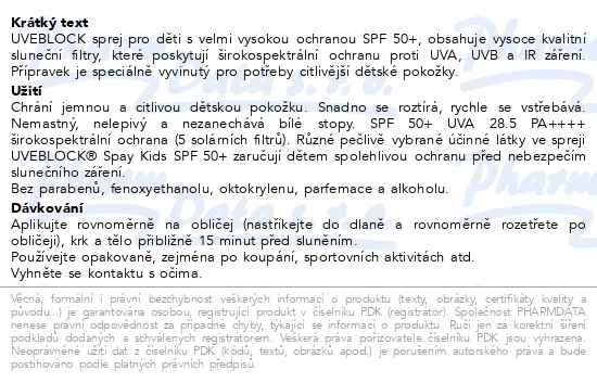 Příbalový leták - ISISPHARMA Uveblock KIDS sprej SPF50+ 200ml