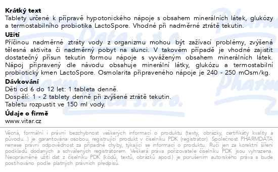 Příbalový leták - Vitar Rehydratace Active eff.tbl.20