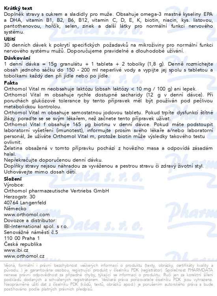 Příbalový leták - Orthomol Vital m 30 denních dávek