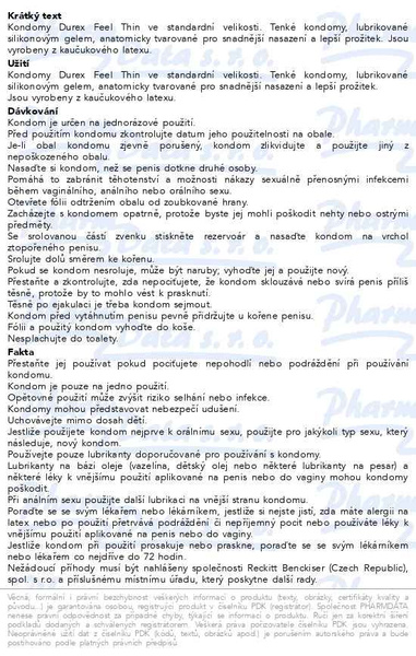 Příbalový leták - DUREX Feel Thin Regular Fit prezervativ 12ks