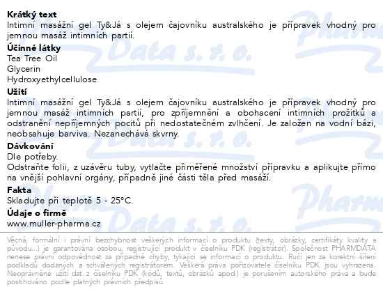 Příbalový leták - Intimní masážní gel Ty&Já s TTO 50ml Dr.Müller