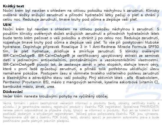 Příbalový leták - ROSALIQUE SOOTHING NIGHT CREAM Noční pleťový krém 50ml