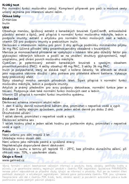 Příbalový leták - Cranbefit manóza+ AKUT Galmed 12 sáčků