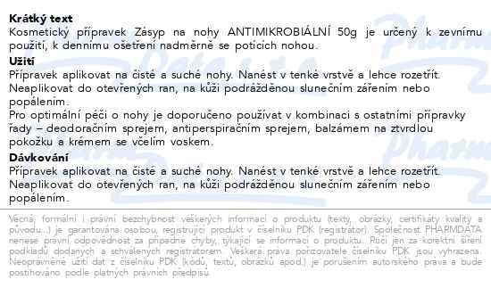 Příbalový leták - svorto 302 Zásyp na nohy ANTIMIKROBIÁLNÍ 50g