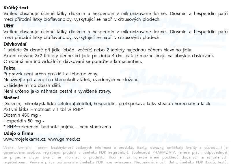 Příbalový leták - Varilex Diosmin tbl 120+10 Moje lékárna