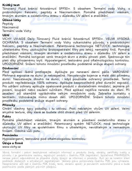 Příbalový leták - VICHY UV-AGE Daily Tónovaný Fluid SPF50+ 40ml