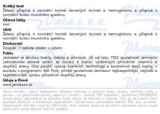 Příbalový leták - JAMIESON Železo 35 mg s postupným uvolňováním 60 tbl.