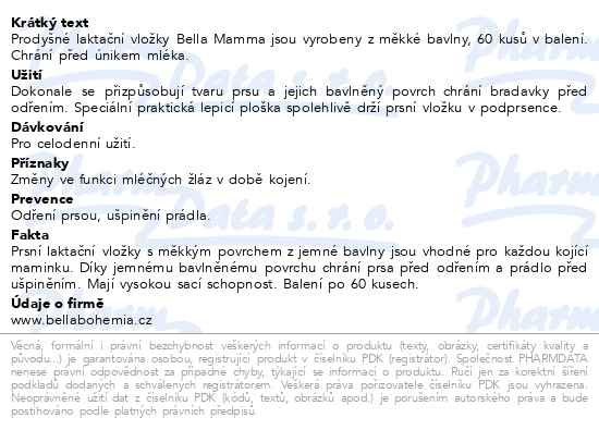Příbalový leták - Bella Mamma prsní vložky Basic 60ks