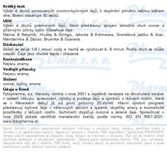 Příbalový leták - Ovocno-bylinný MIX čajů 30x2g Fytopharma