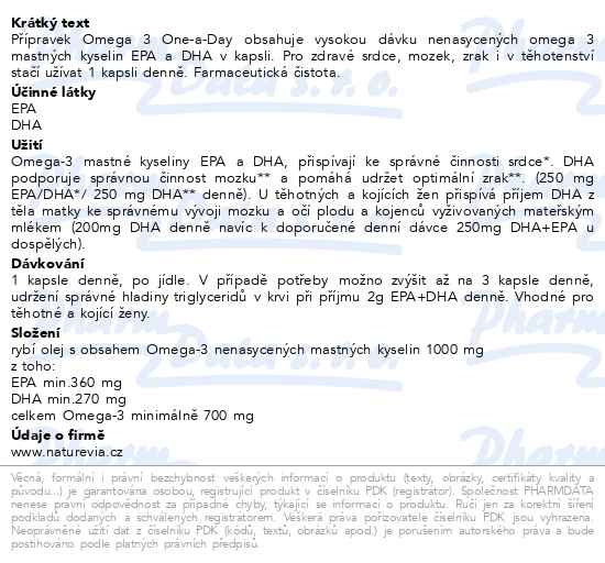 Příbalový leták - NatureVia Omega 3 One a Day cps.60