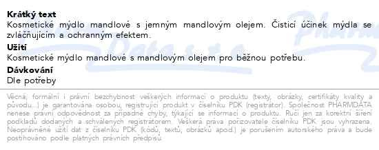 Příbalový leták - Hanušovo kosmetické mýdlo MANDLOVÉ 100g