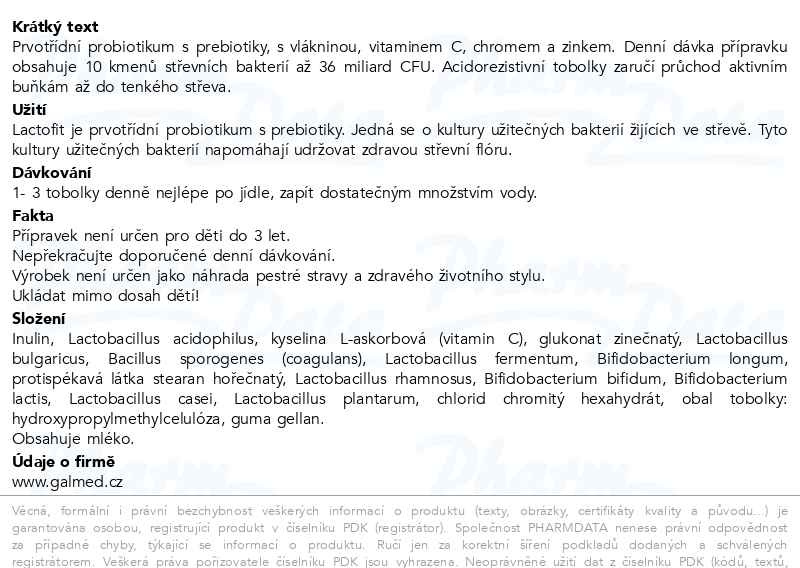 Příbalový leták - Lactofit 40+20 tobolek Galmed
