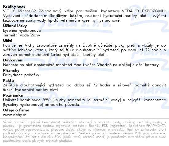 Příbalový leták - VICHY MINÉRAL 89 72h Hydratační krém 50ml