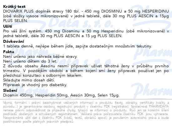 Příbalový leták - Diovarix Plus tbl.180