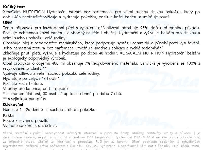 Příbalový leták - AVENE XeraCalm NUTRITION Hydratační balzám 400ml