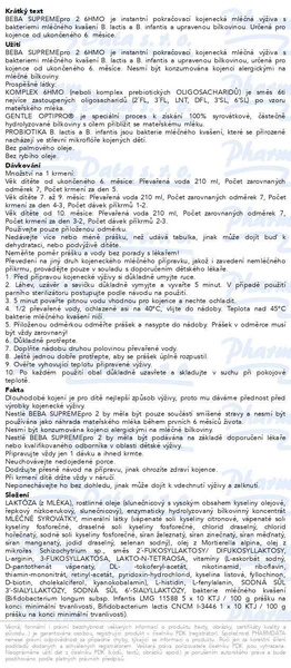 Příbalový leták - BEBA SUPREMEpro 2 6HMO 800g
