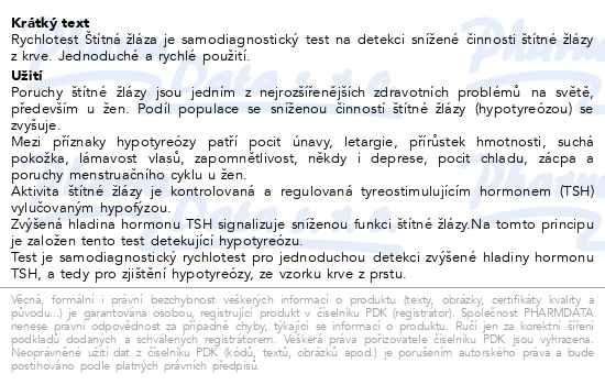 Příbalový leták - VITAMIN STATION Rychlotest Štítná žláza