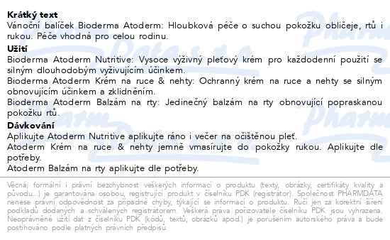 Příbalový leták - BIODERMA Atoderm dárkový balíček