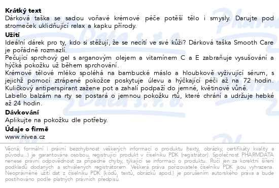 Příbalový leták - NIVEA VB BAG SMOOTH CARE 24