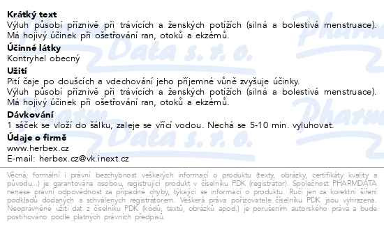 Příbalový leták - HERBEX Kontryhel obecný n.s.20x3g