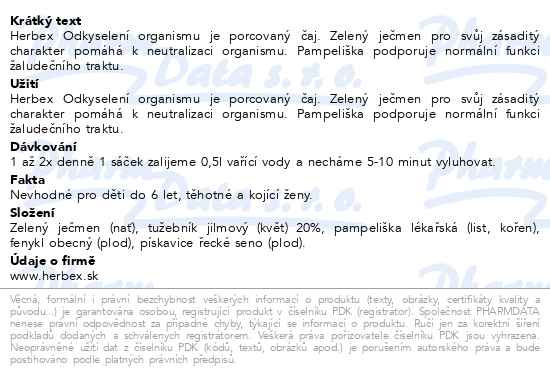 Příbalový leták - HERBEX lékárna Odkyselení organismu n.s.20x3g