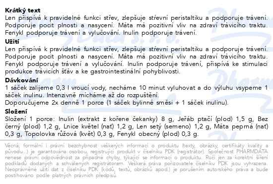 Příbalový leták - HERBEX Pravidelné vyprazdňování s inulinem 10x14g