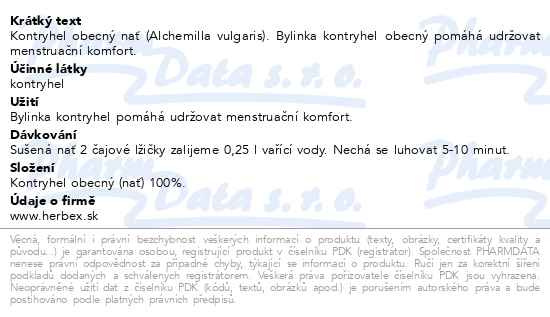 Příbalový leták - HERBEX Kontryhel čaj sypaný 50g