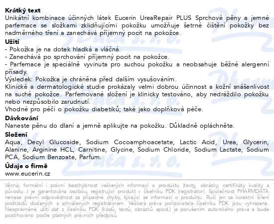 Příbalový leták - EUCERIN UreaRepair sprchová pěna parfemovaná 200ml
