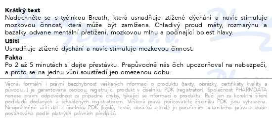 Příbalový leták - AOMU inhalační tyčinka s esenciálními oleji Breath
