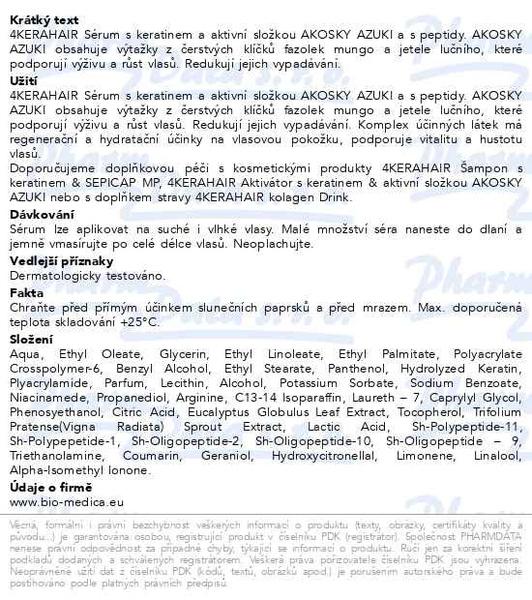 Příbalový leták - 4KERAHAIR sérum Biomedica 210ml