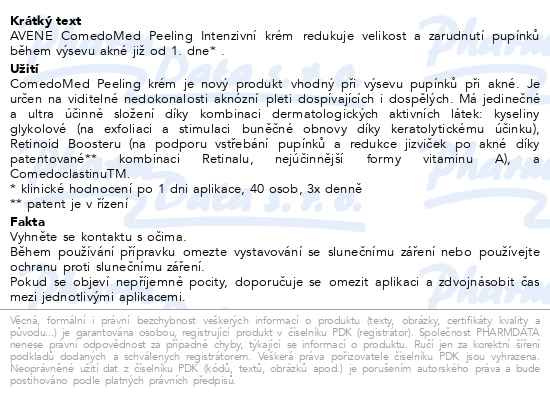 Příbalový leták - AVENE ComedoMed PEELING krém proti nedokonalanostem 40ml