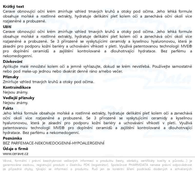 Příbalový leták - CeraVe Obnovující oční krém 14 ml