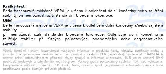Příbalový leták - Berle francouzská měkčená VERA Handicap modrá