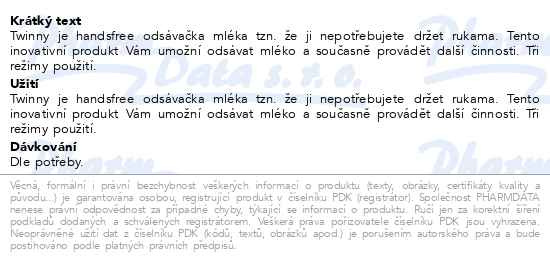 Příbalový leták - BABYONO Odsávačka mateřského mléka elektrická Double Twinny