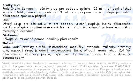 Příbalový leták - Petit Chéne Sleep 125ml