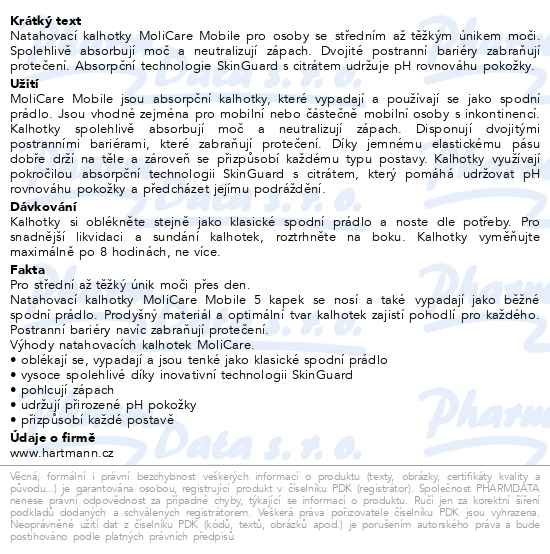 Příbalový leták - Inkontinenční kalhotky natahovací MoliCare Mobile 5 kapek velikost M 14ks