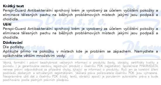 Příbalový leták - Perspi-Guard antibakteriální sprchový krém 200ml