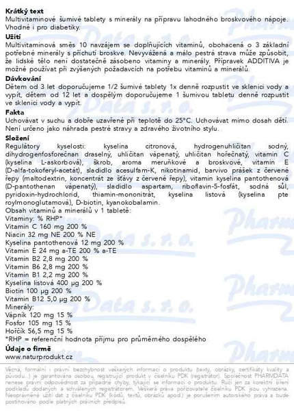 Příbalový leták - Additiva multivit.+minerál tbl.eff.20 broskev