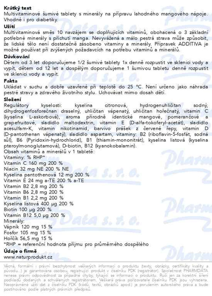 Příbalový leták - Additiva multivit.+mineral mango šumivé tbl.20