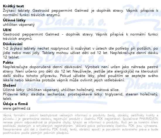 Příbalový leták - Gastrocid tbl.24 Galmed