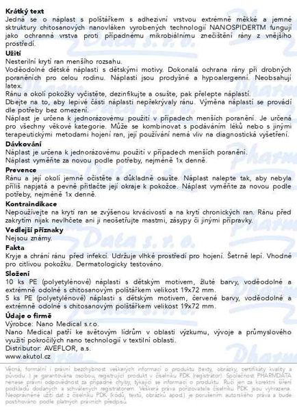 Příbalový leták - AKUTOL Nanonáplast ChitoFib Dětské balení 15ks