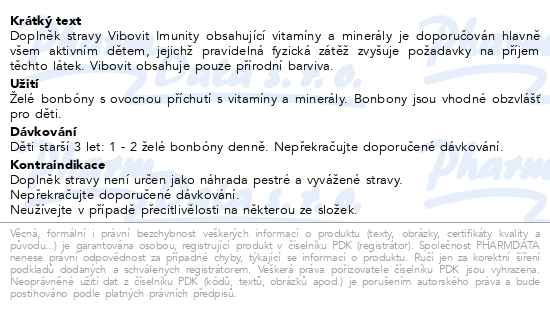 Příbalový leták - Vibovit Imunity, želé multivitaminy 50 ks