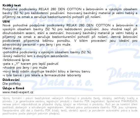 Příbalový leták - Maxis RELAX 280 DEN cotton AD vel.S (36-38) černá